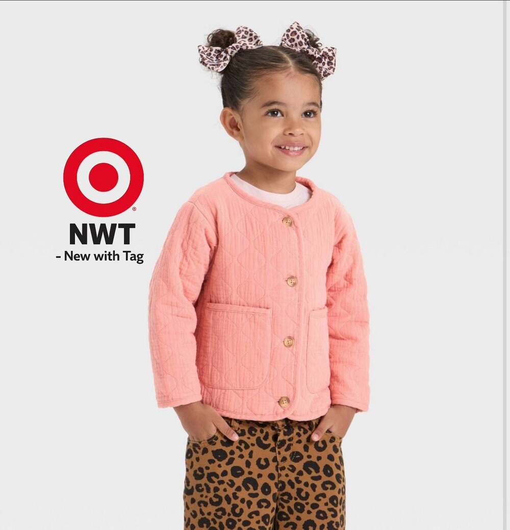 Toddler Girls' Quilted Gauze Jacket - Coral Pink (3T)